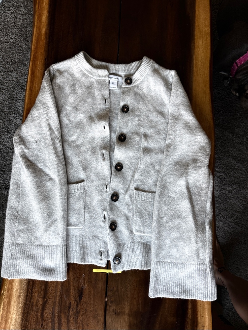 Womens Light Gray Button-Front Cardigan Sweater
